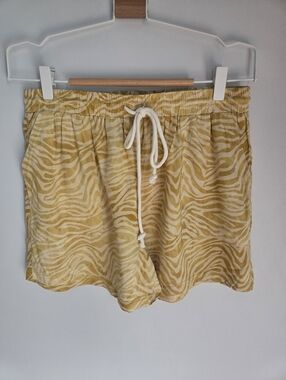 New MYSTREE Yellow Zebra-Print Drawstring Shorts